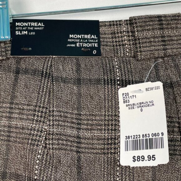 Le Chateau Montreal Pants Trousers Sits At The Waist Slim Leg Plaid NWT - Picture 3 of 7